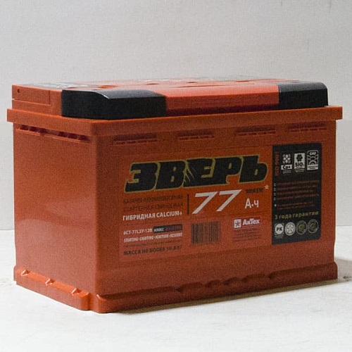Аккумулятор ЗВЕРЬ 77 А/ч 278x175x190 EN800