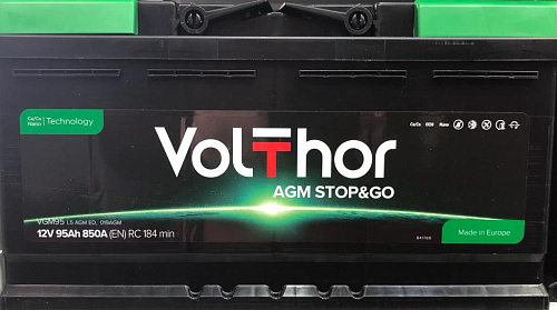 Аккумулятор Volthor AGM Stop&Go 6CT-95 (о.п)  [д353ш175в190/850]