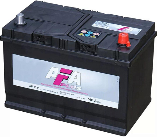Аккумулятор AFA PLUS  91 А/ч (AF-D31L) (о.п.)  ниж.креп. яп.ст. [д306ш173в225/740]                  
